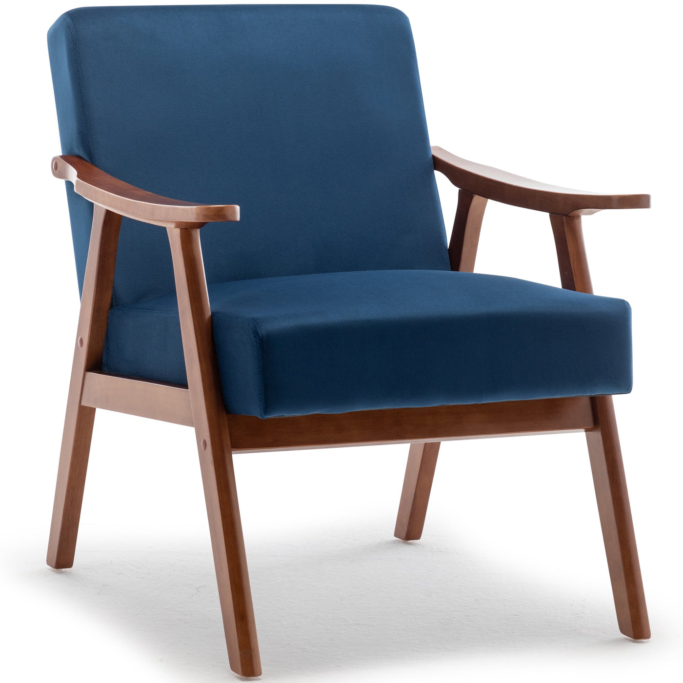 Lyraea Mid-Century Modern Blue Velvet Wingback Accent Chair