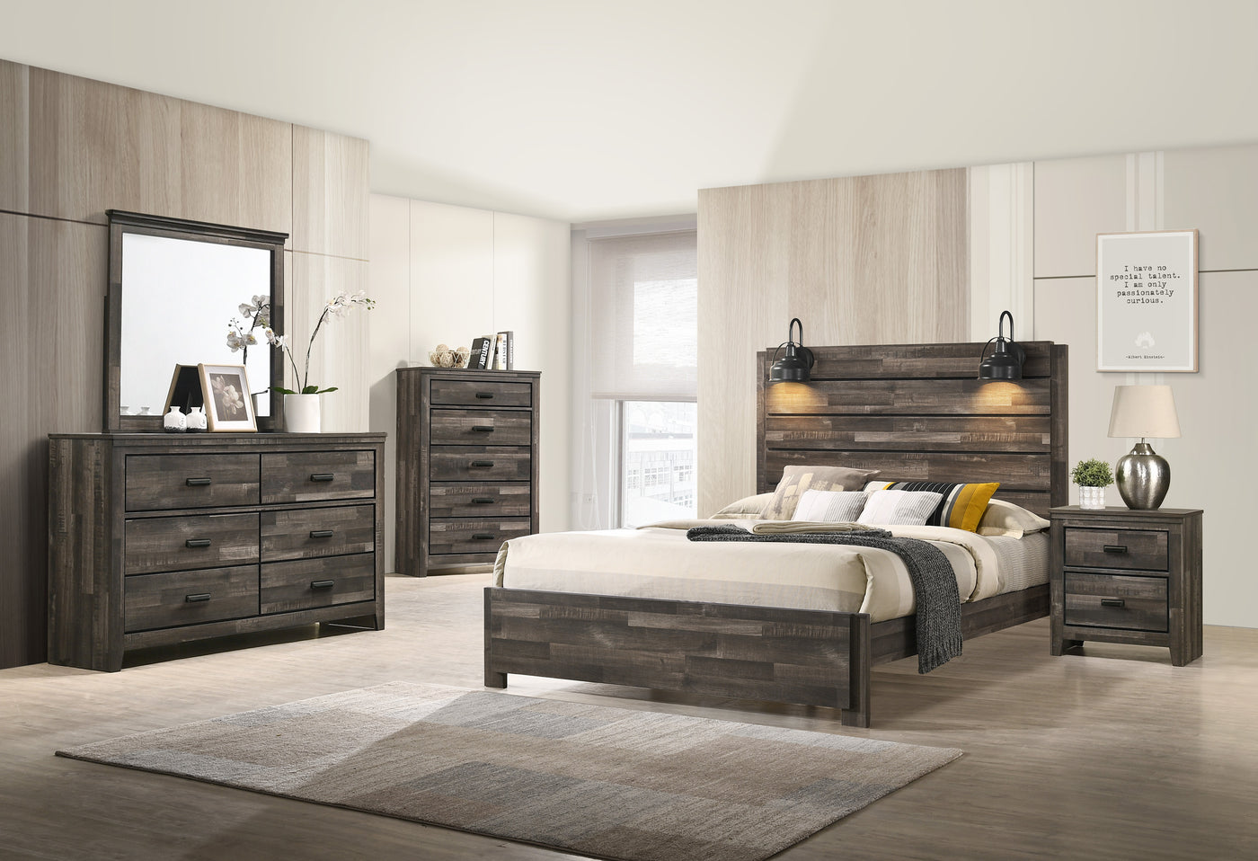 Mason Contemporary 2-Drawer Nightstand, Mixed Brown