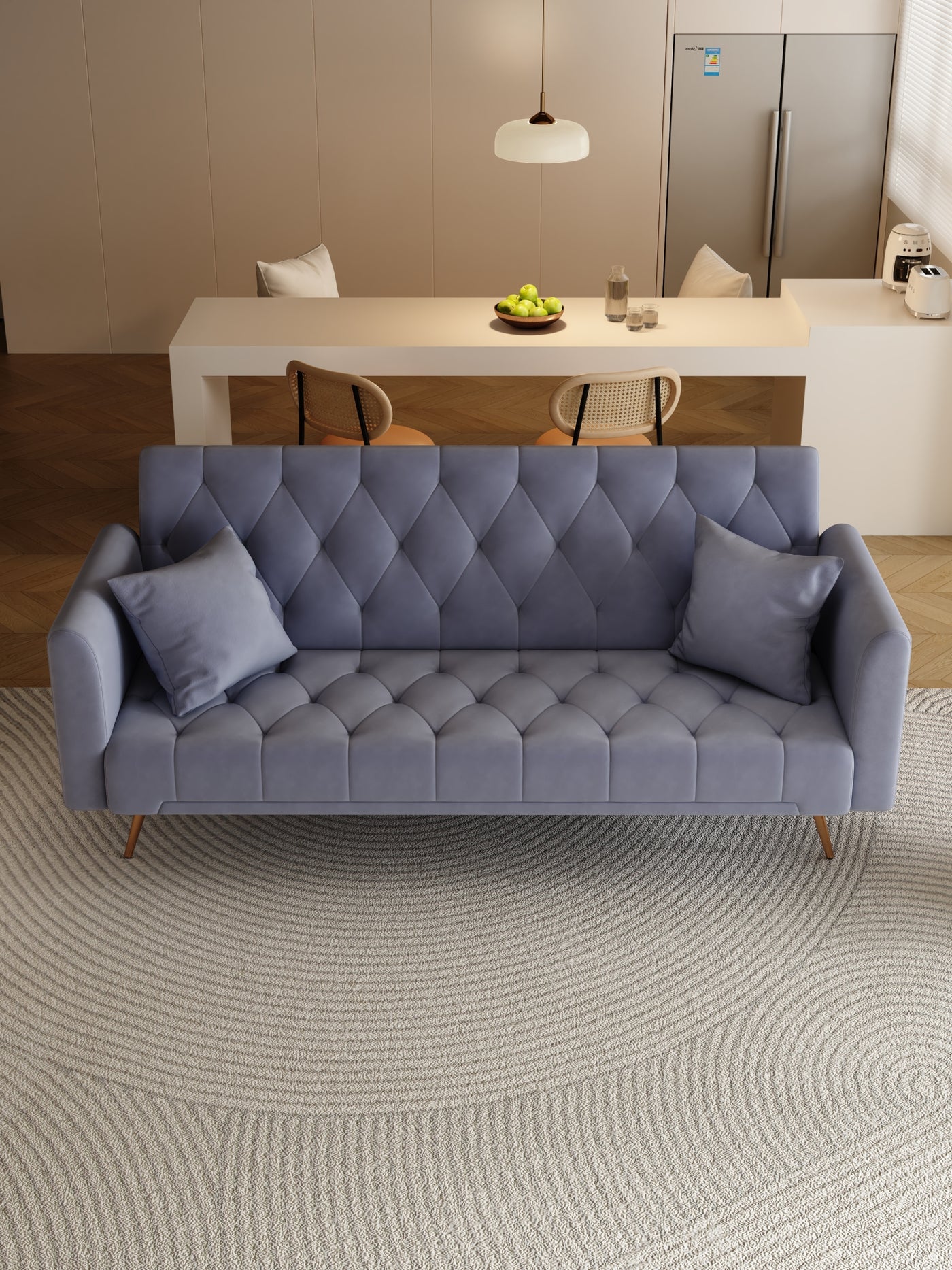 Abigail Mid-Century Modern Velvet Sofa Bed - Gray