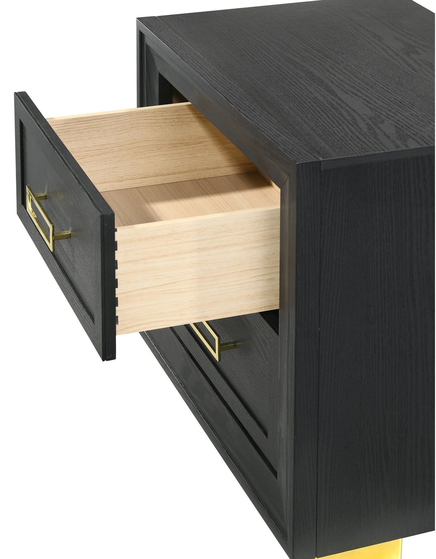 Shelly 2-Drawer Black & Gold Glam Nightstand