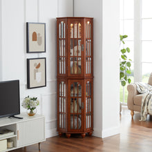 Connie Corner Curio Cabinet with 4 Adjustable Tempered Glass Shelves, Walnut