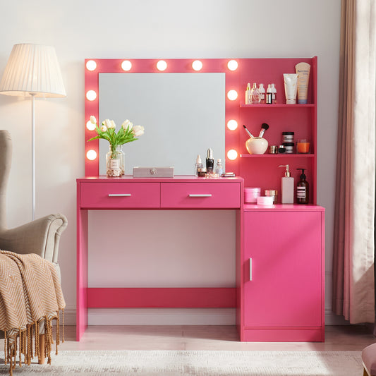 Eira Modern Minimalist Bedroom Vanity, Pink