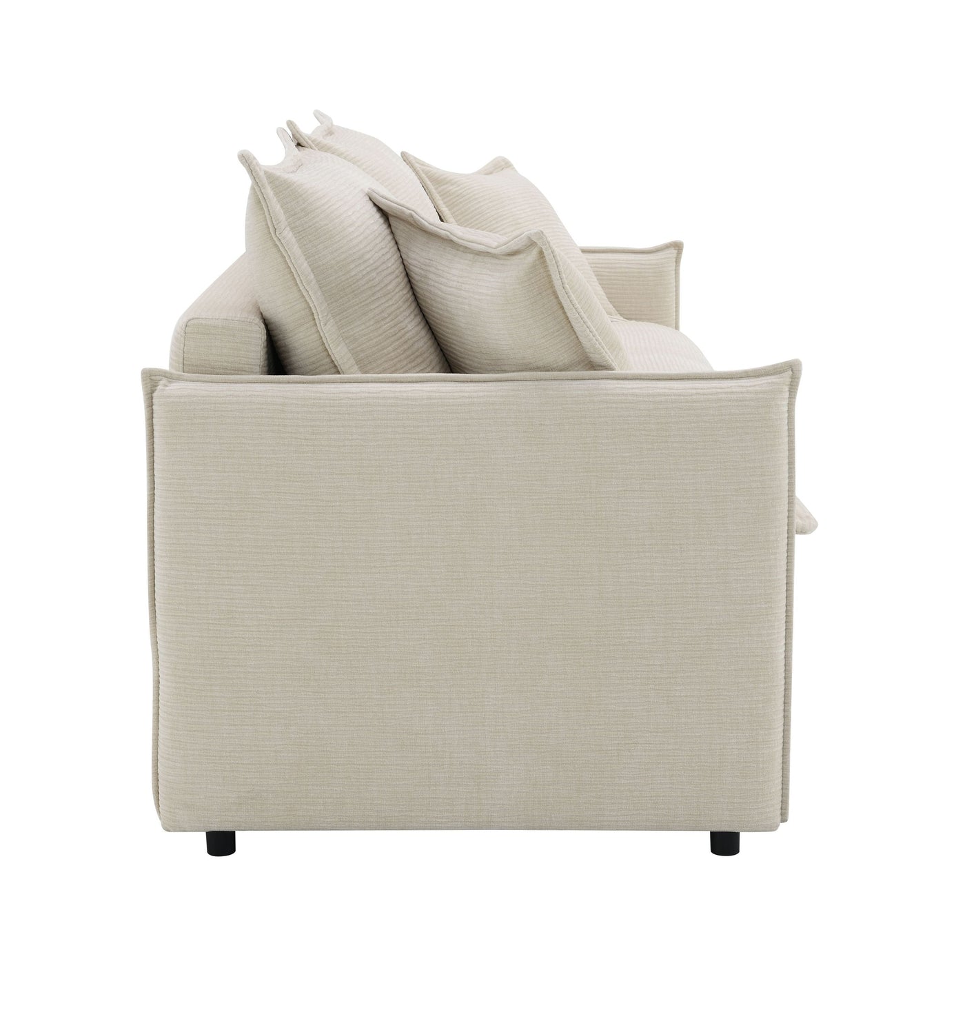 Elisea Beige Fabric Sleeper Sofa w/ 2 Toss Pillows