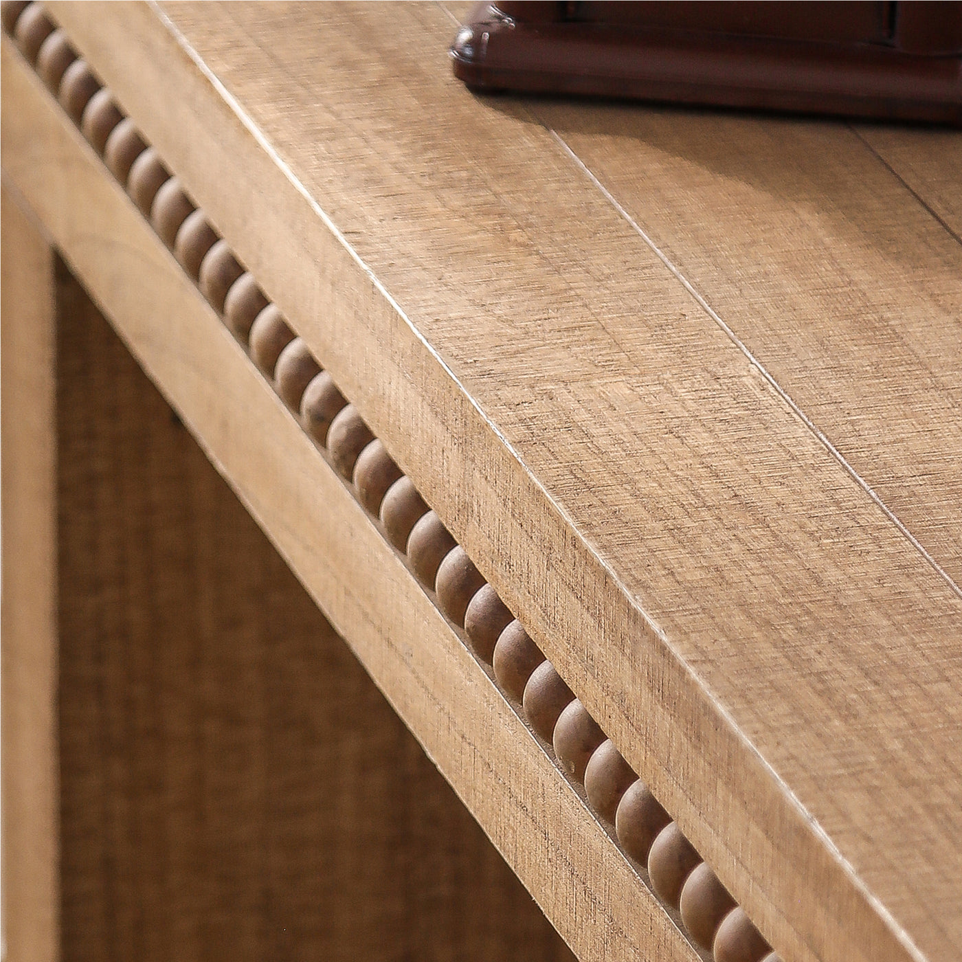 Ansel Wooden Console Table with Real Wood Beads Decoration, Natural