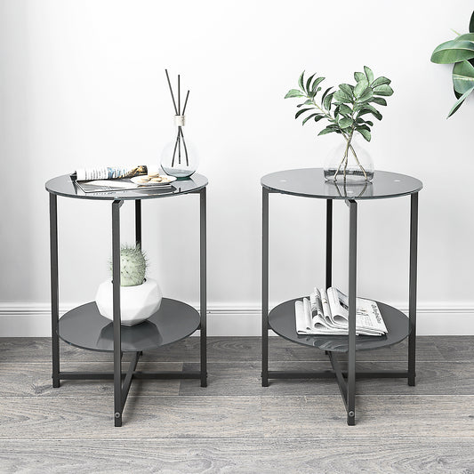 Daisy Modern 2-Piece Side Table Set, Black