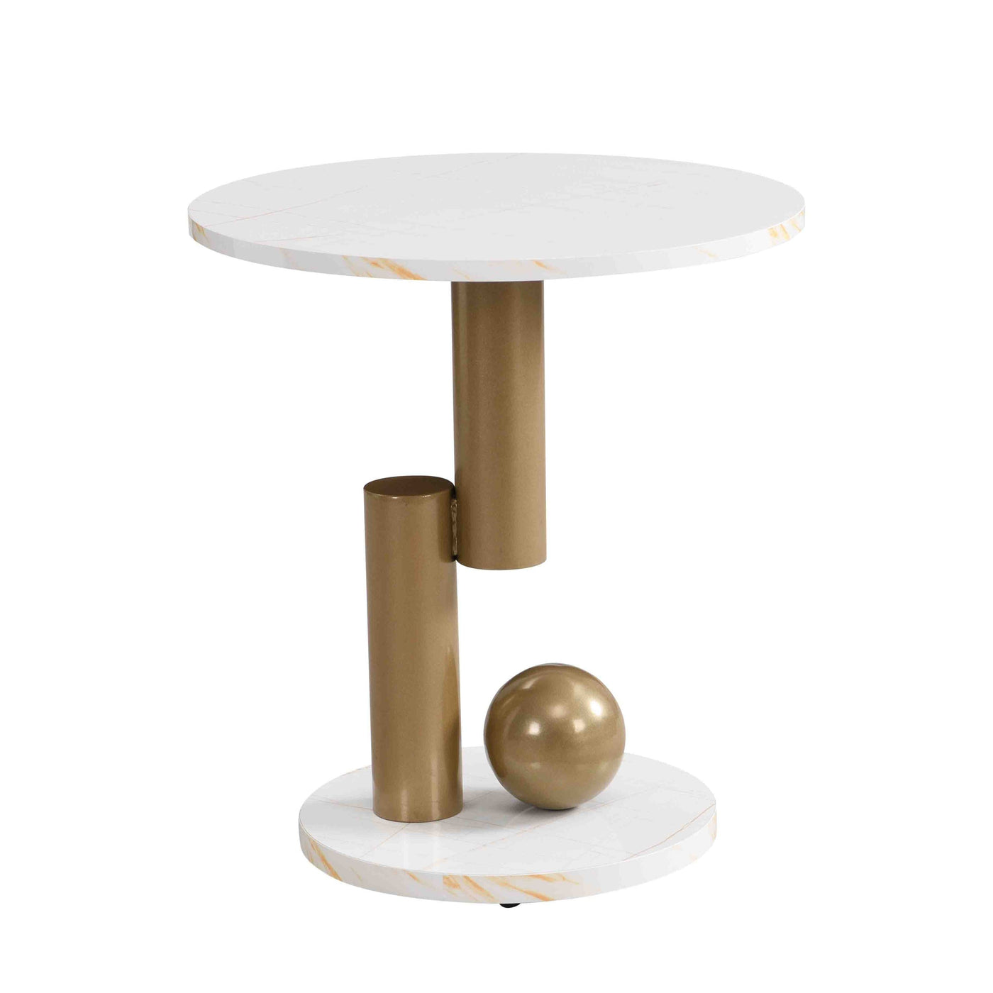 Flossie Modern Oval Nesting Table Set with Faux Marble Top, Brown & White