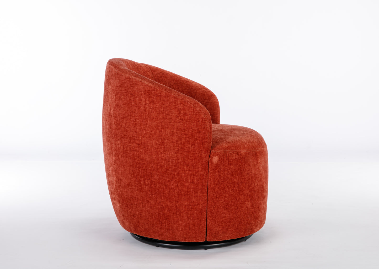 Misty Chenille Barrel Swivel Chair with Metal Ring - Orange