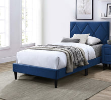 Olivia Twin Platform Bed w Adjustable Headboard, Blue