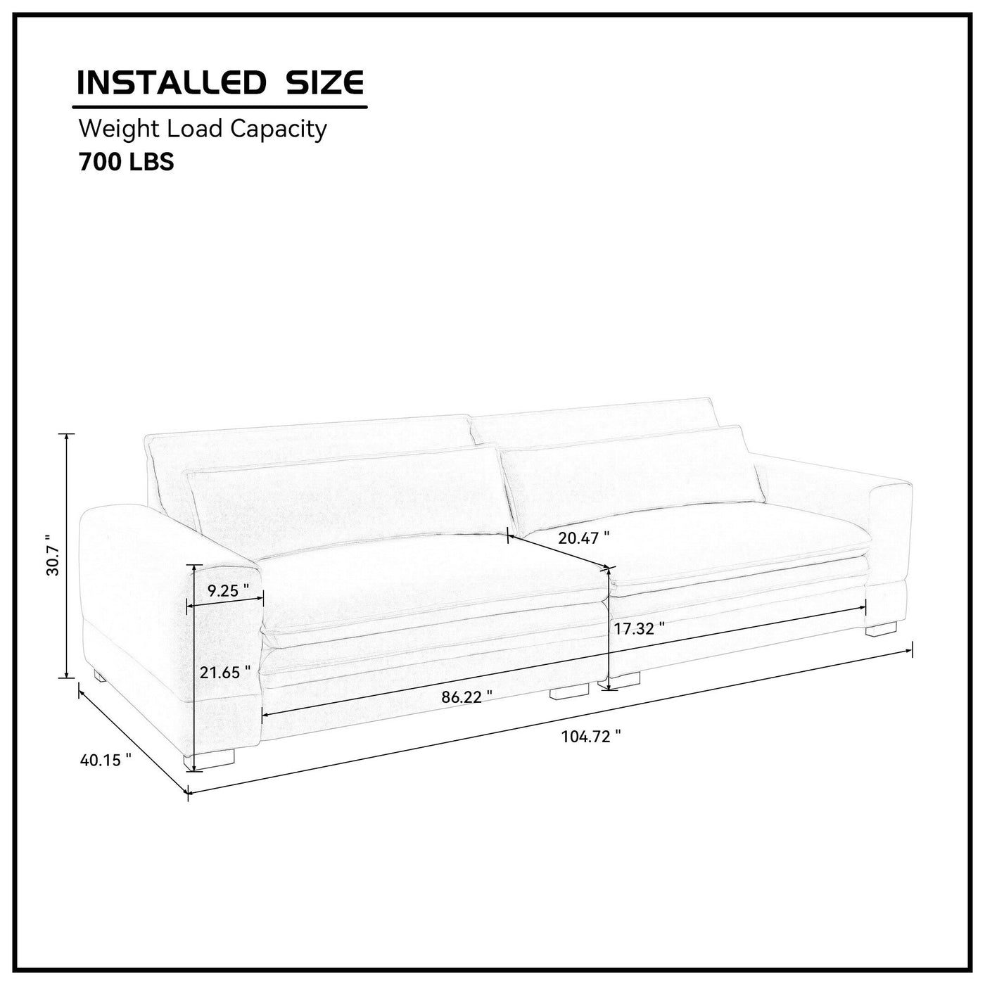 Vesgantti 105" Mid-Century Modern Sofa, Beige
