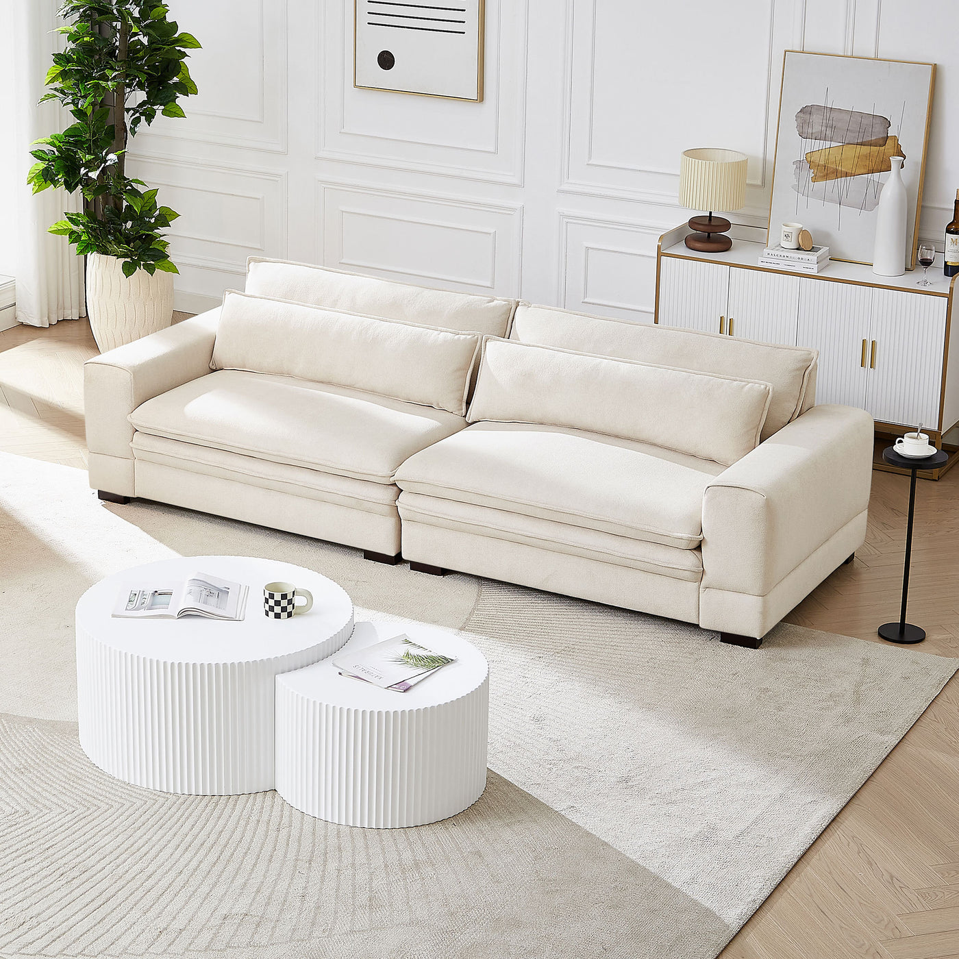 Vesgantti 105" Mid-Century Modern Sofa, Beige