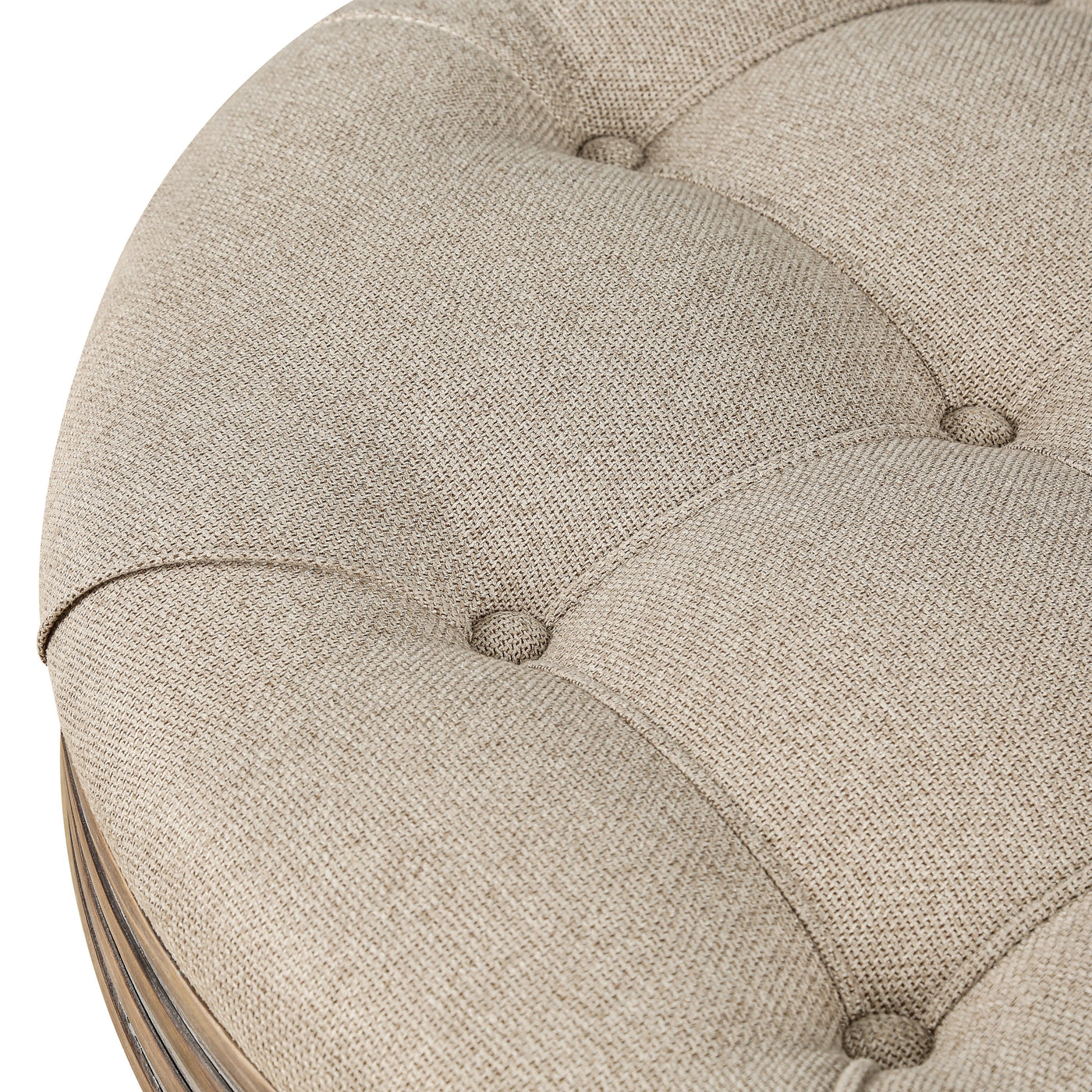 Hartford Large Round 2-Tier Ottoman Coffee Table with Tufted Linen Top