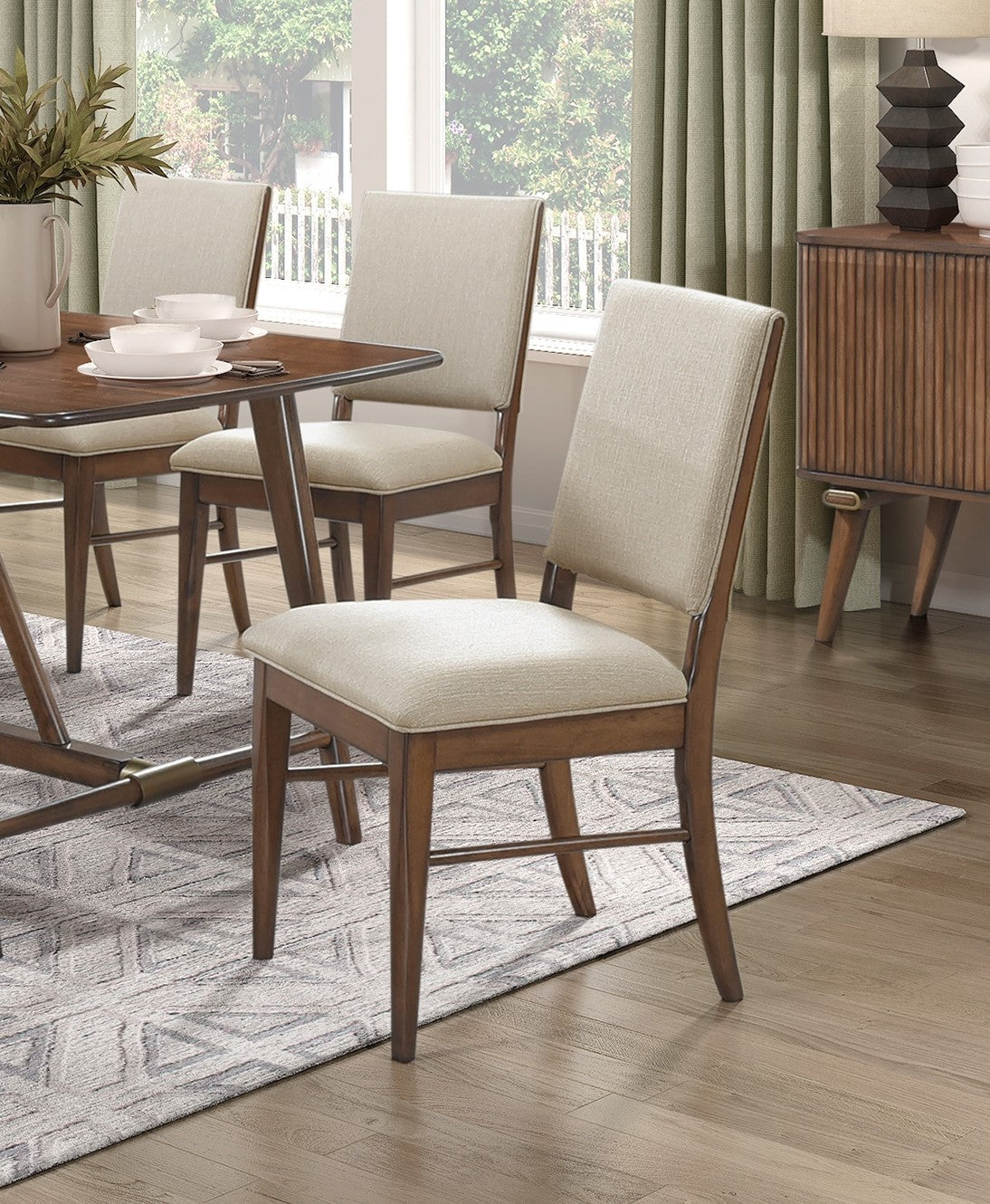Lillian Mid-Century Modern Side Chairs Set of 2 , Mixed Brown