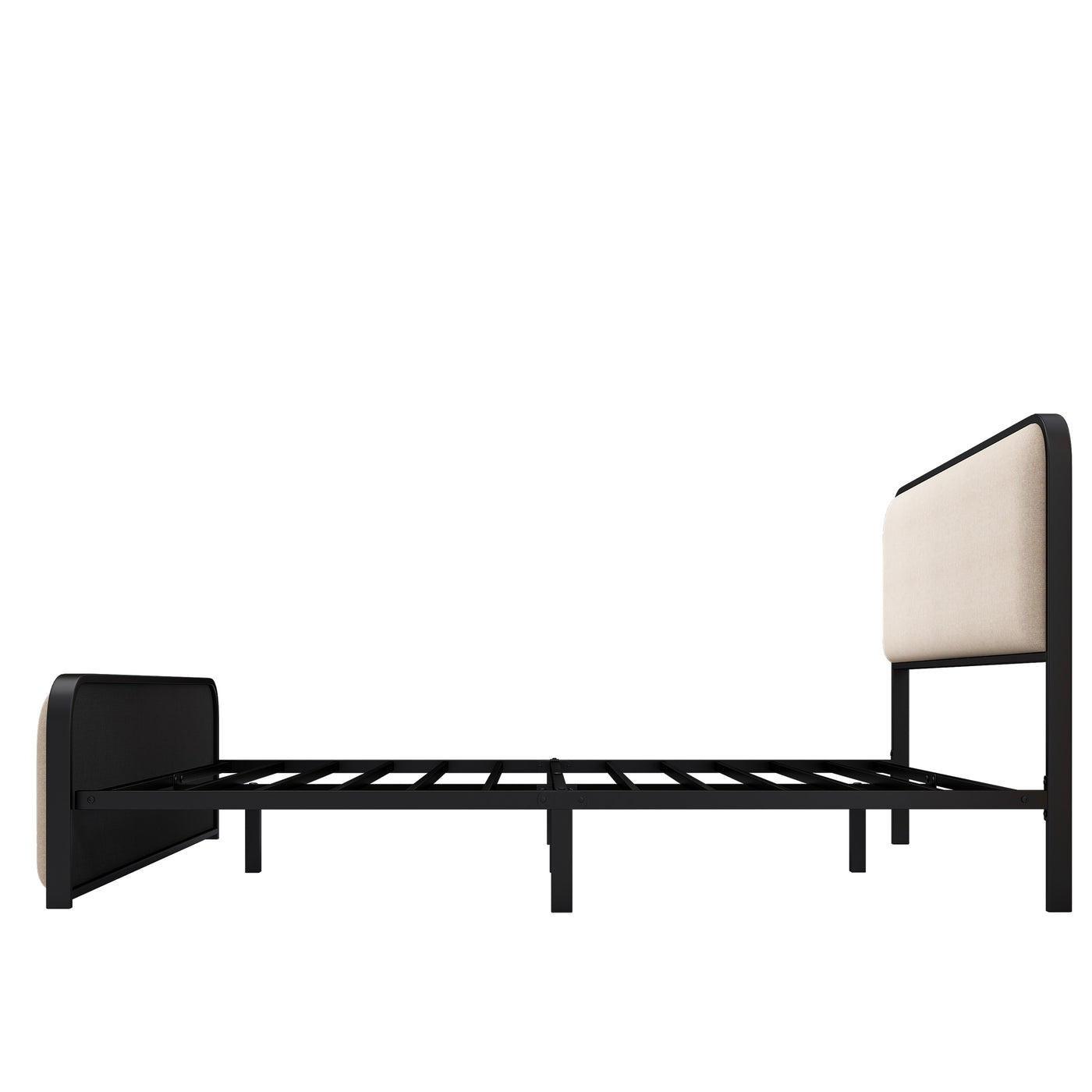 Liriel Modern Metal Frame King Bed with Upholstered Headboard & Footboard, Gray