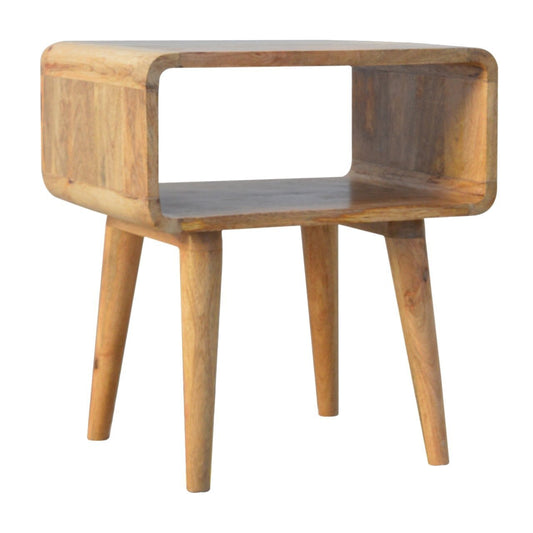 Blanche Mid-Century Modern Solid Wood Curved Open Nightstand
