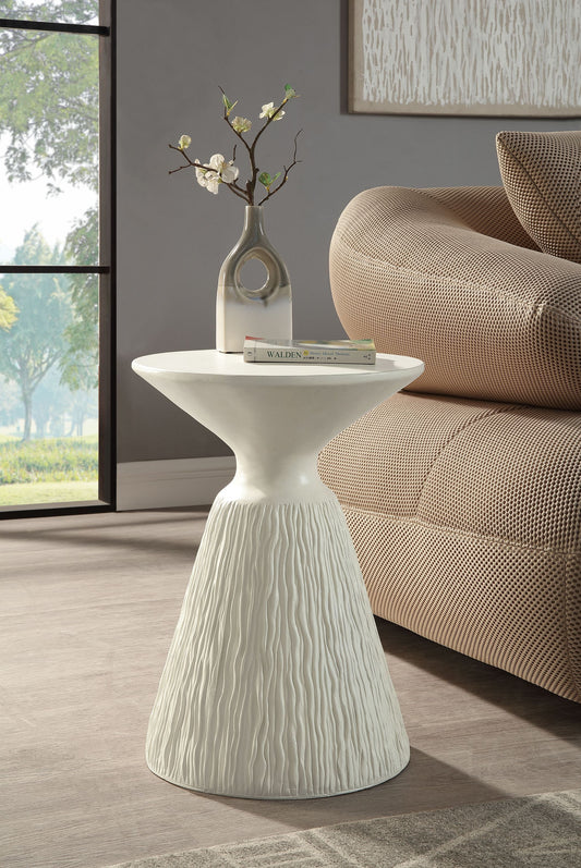 Duane Natural White Finish Fiber Concrete Accent Table