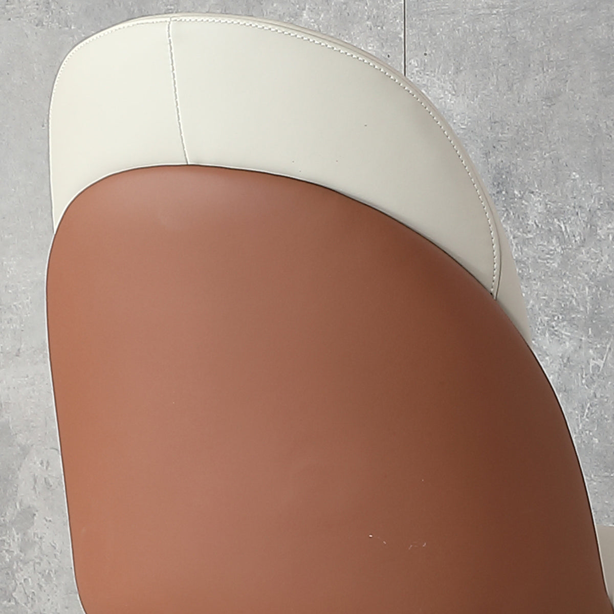Ambria Modern PU Leather Side Chairs in Beige & Brown with Golden Legs