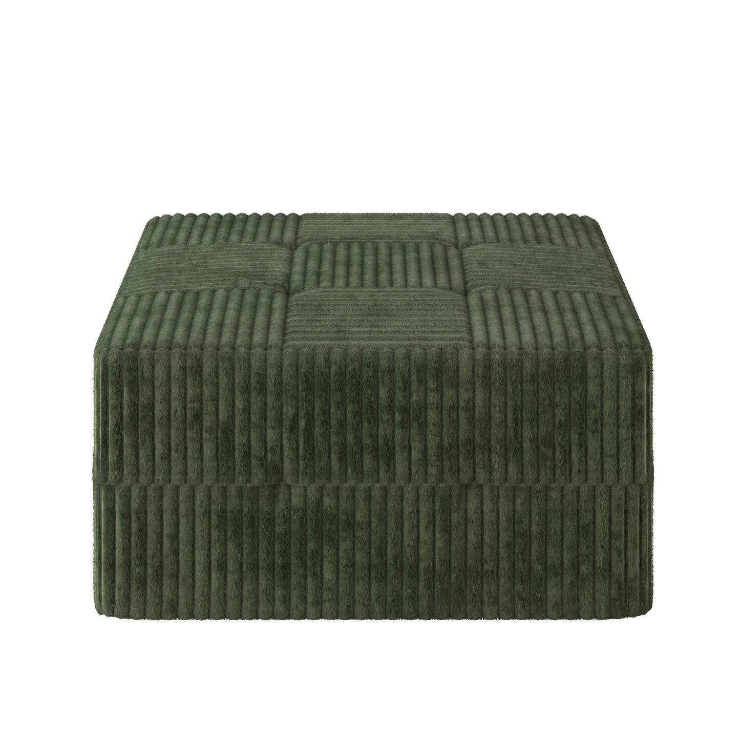 Peregrine Mid-Century Modern Square Corduroy Ottoman, Green