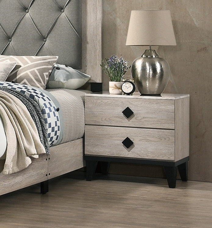 Mitchell Contemporary Nightstand with Faux Marble Top, Cream