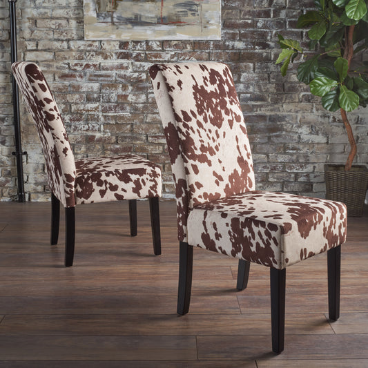 Andy Modern Upholstered Side Chairs (Set of 2) Cow Print
