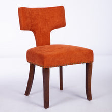 Mid Century Modern Farmhouse Linen Fabric Upholstered Dining Chairs Set of 2 Orange