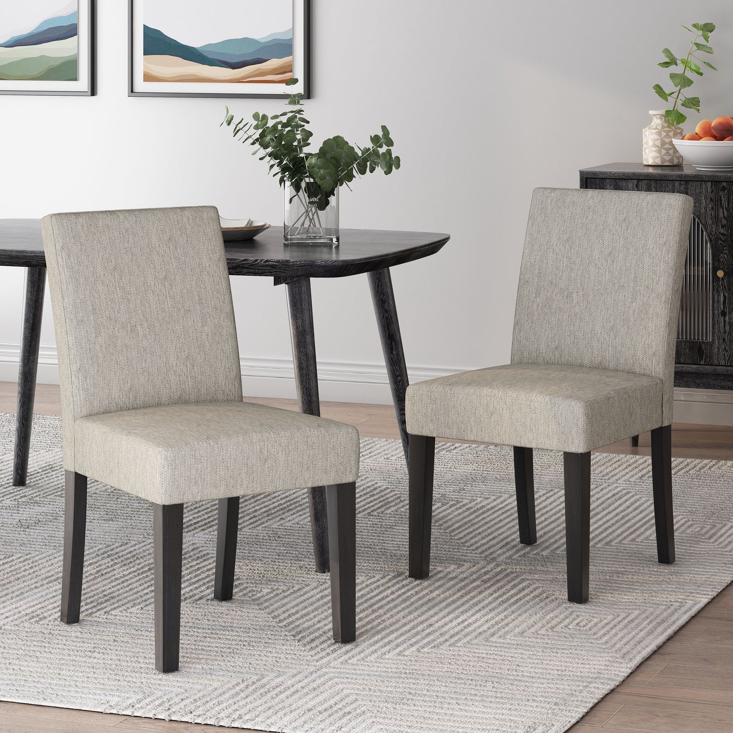 Bishop Transitional Upholstered Side Chairs (Set of 2) Light Gray