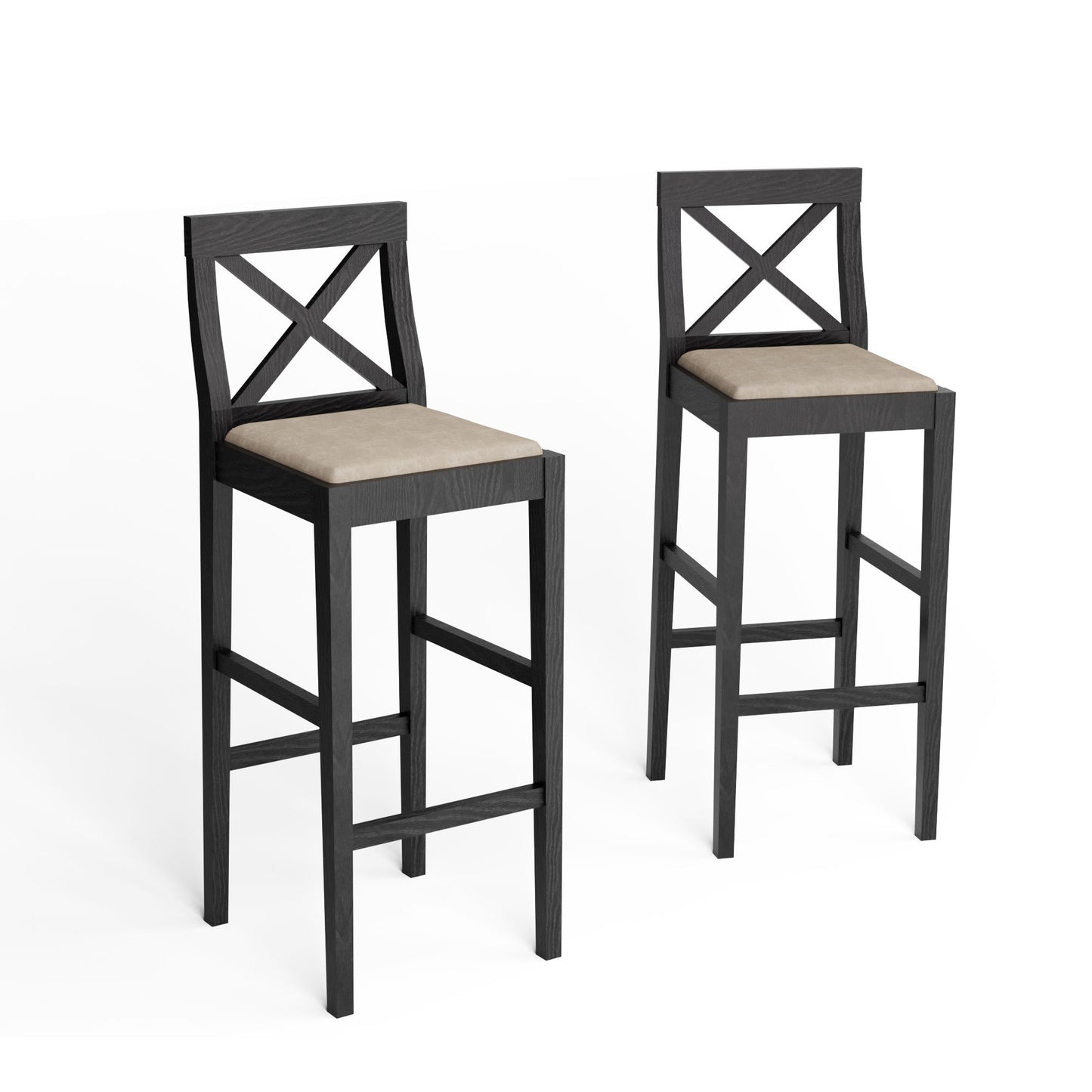 Flora Contemporary Wooden Bar Stools (Set of 2) Black