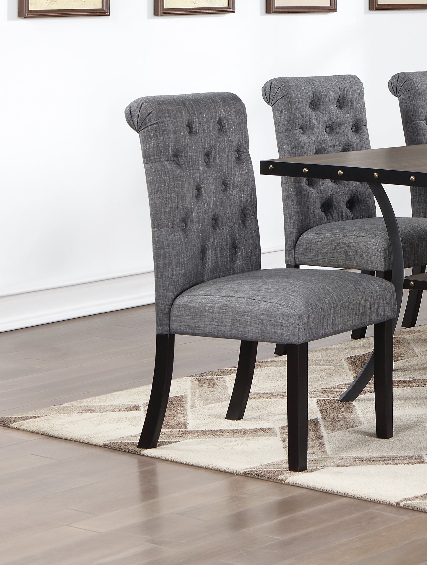 Crest Linen Side Chair (Set of 2) Gray & Black
