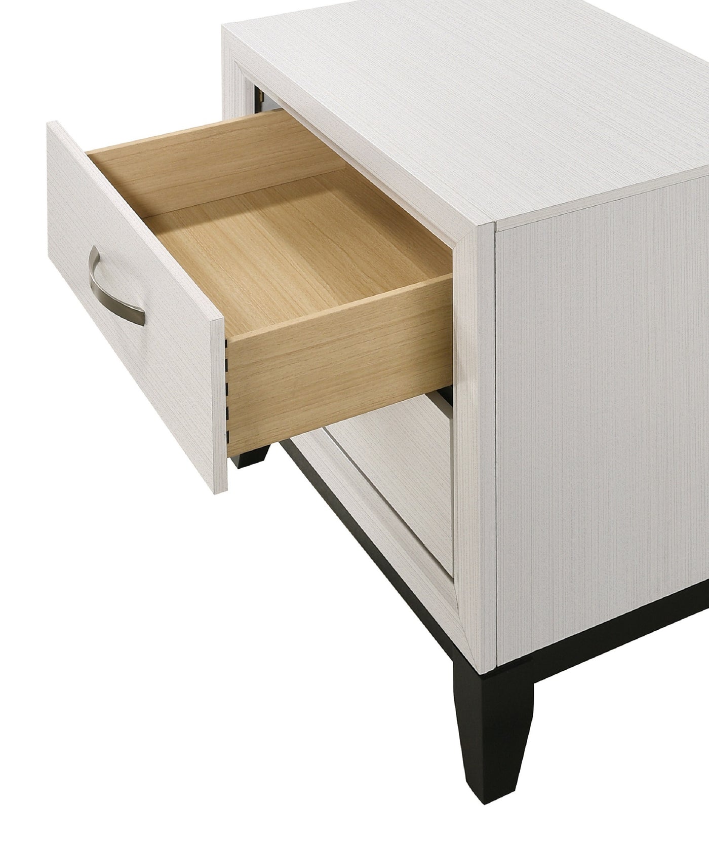 Collins Contemporary 2-Drawer Nightstand with Silver Handles, White