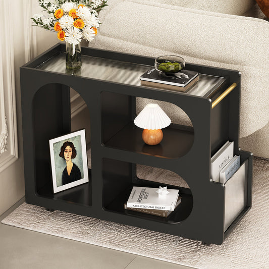 Alondra Contemporary Mobile Side Table, Black