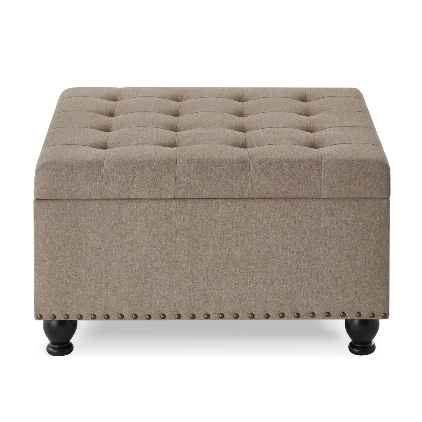 Trent Traditional Linen Storage Ottoman with Turned Feet - Brown