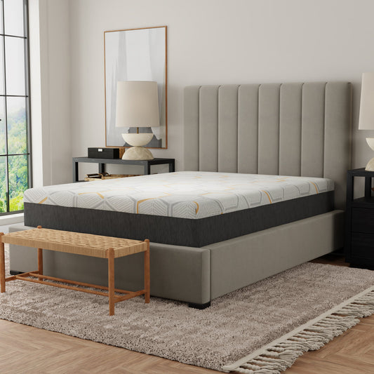 Parker 12" Copper Gel Cooling Memory Foam Mattress with Edge Support and Air Grid Base, Queen