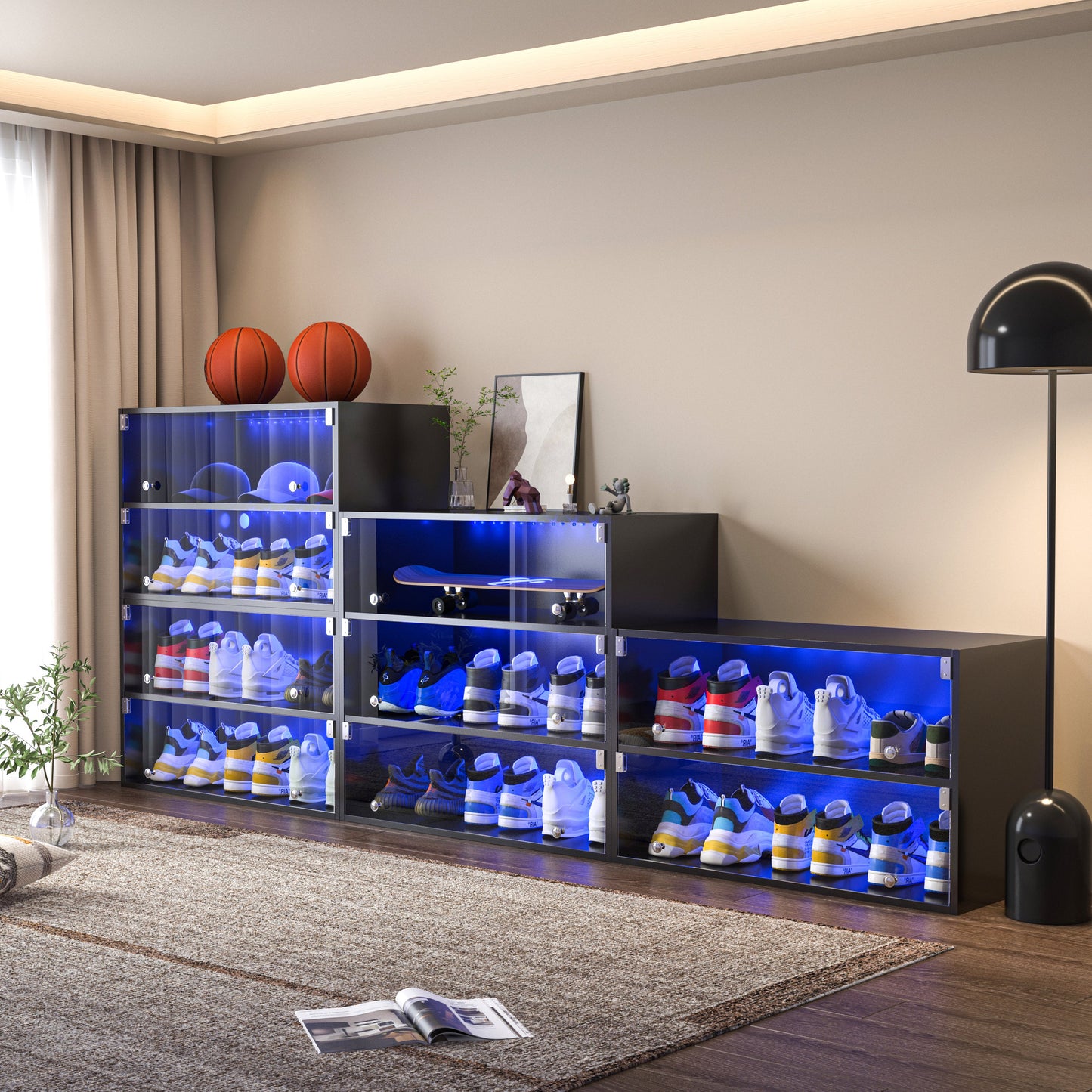 Sneaker Head 3-Layer LED Shoe Box , Black