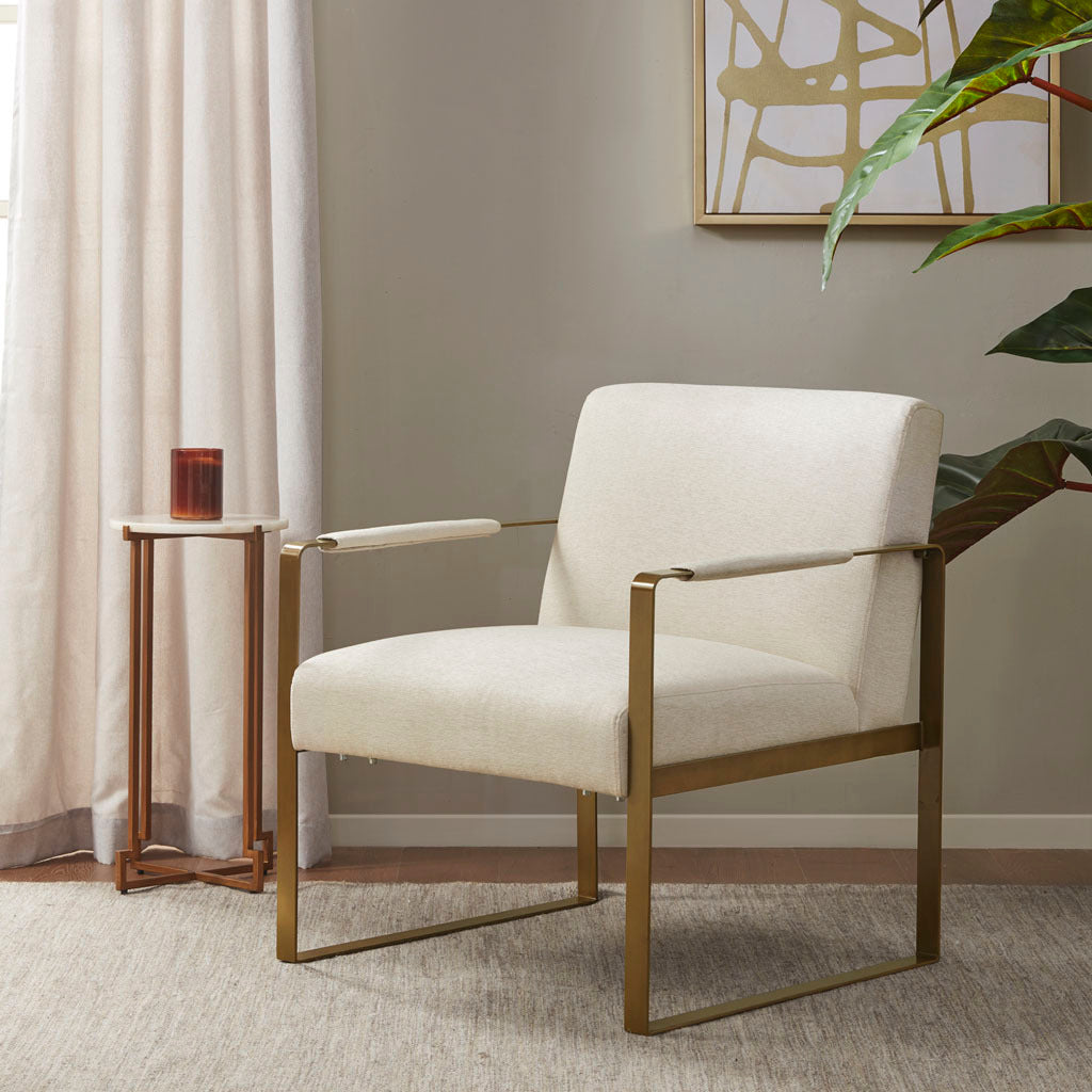 Jayco Cream Velvet Accent Chair with Antique Gold Frame – Martha Stewart Perry Street Collection