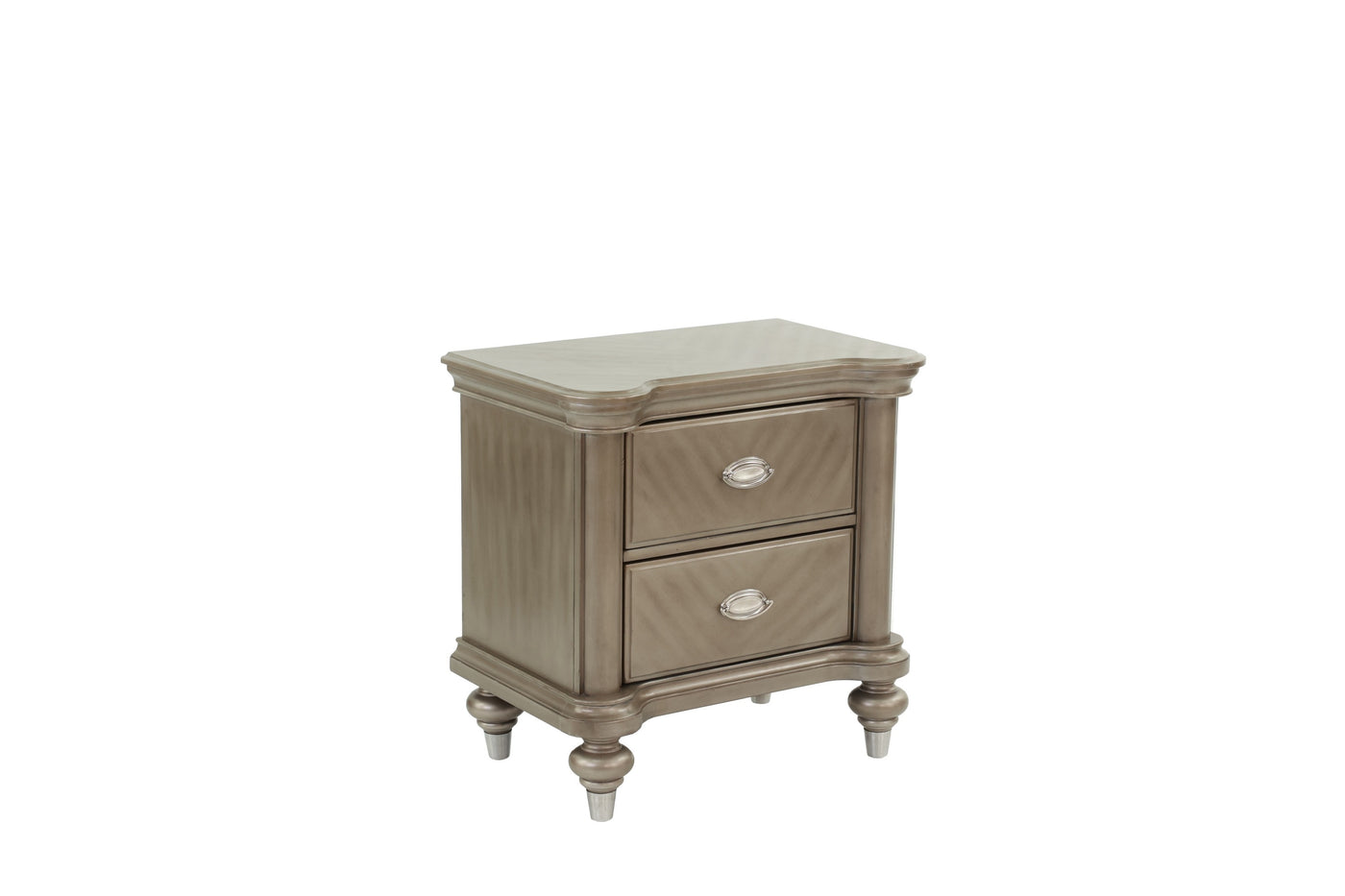 Ava Antique Silver / Champagne Finish Nightstand