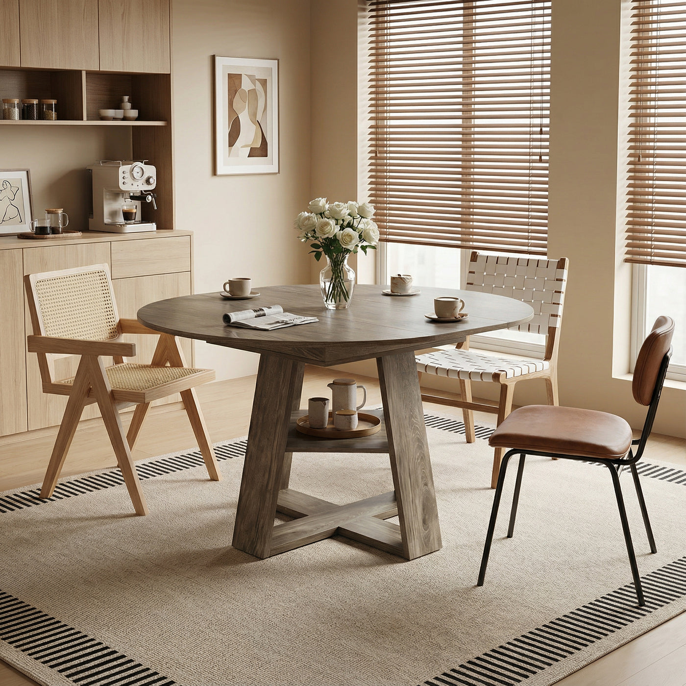 Rowan 43"-59" Extendable Round Dining Table – Natural