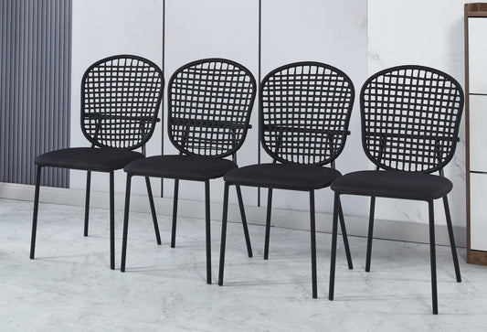 Persis Sennit Chairs with Black Legs (Set of 4) Black