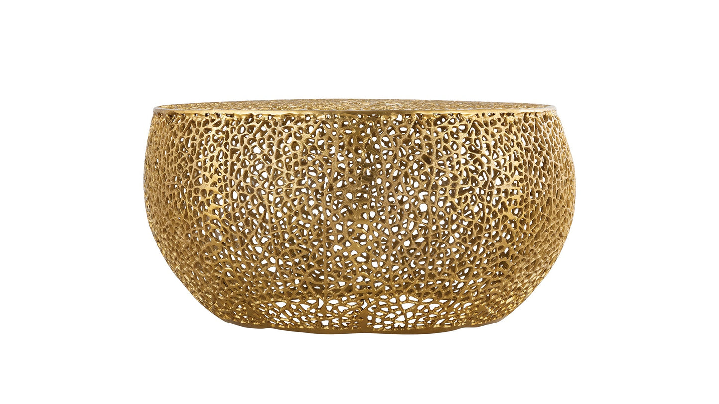 Azriel Round Aluminum Mesh Coffee Table, Gold