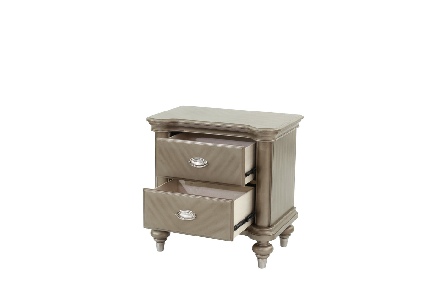 Ava Antique Silver / Champagne Finish Nightstand