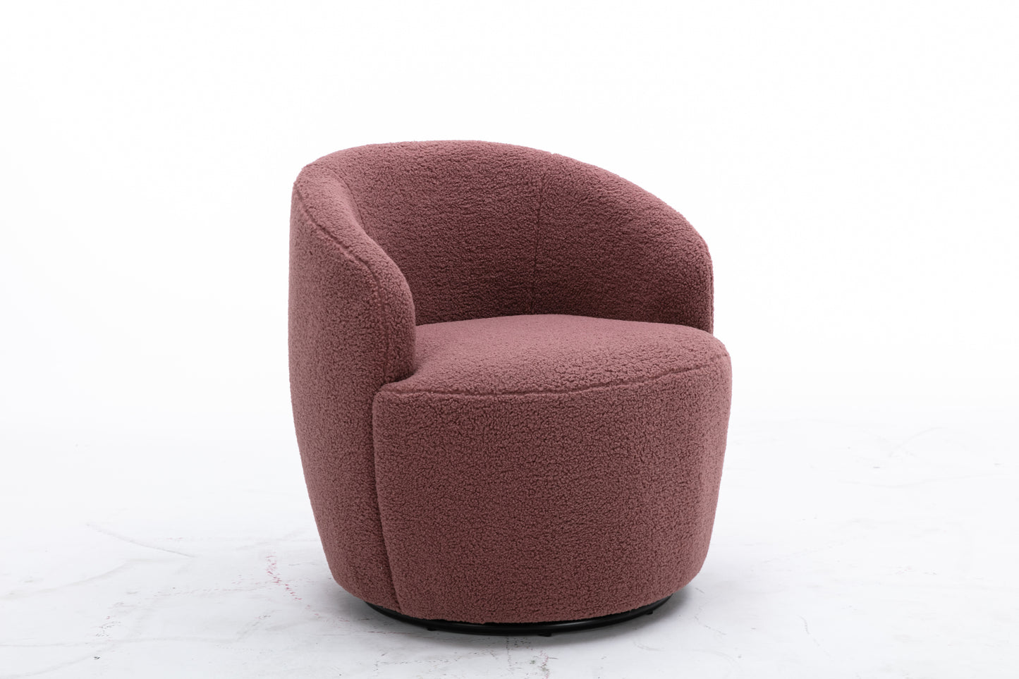 Trinity Teddy Upholstered Swivel Barrel Chair with Metal Ring - Dark Red