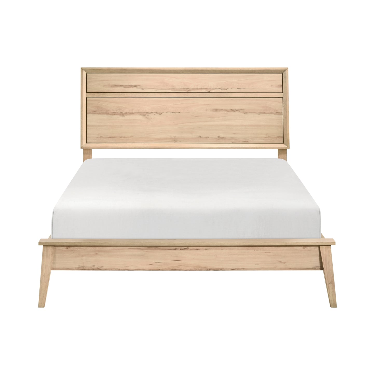 Marrin Mid-Century Modern Wooden Queen Bed in Natural Finish
