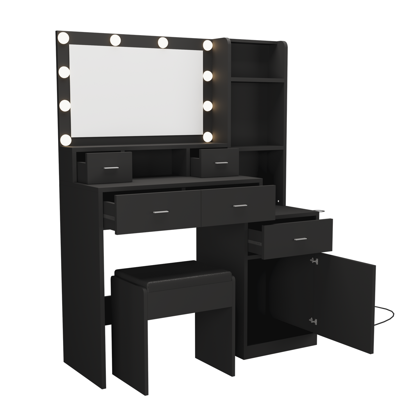 Anna Modern Bedroom Vanity, Black