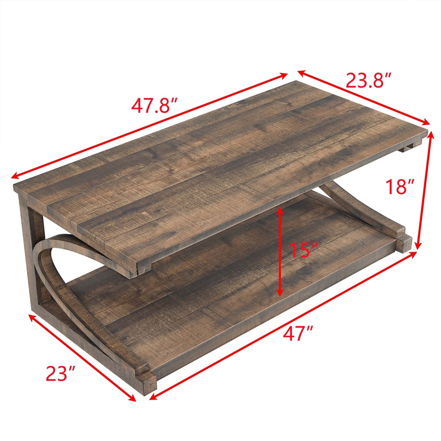 Cassian Unique Solid Wood Coffee Table, Brown
