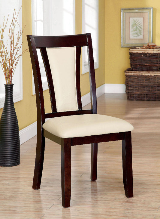 Natalie Contemporary Side Chairs in Dark Cherry with Ivory Upholstery Set of 2