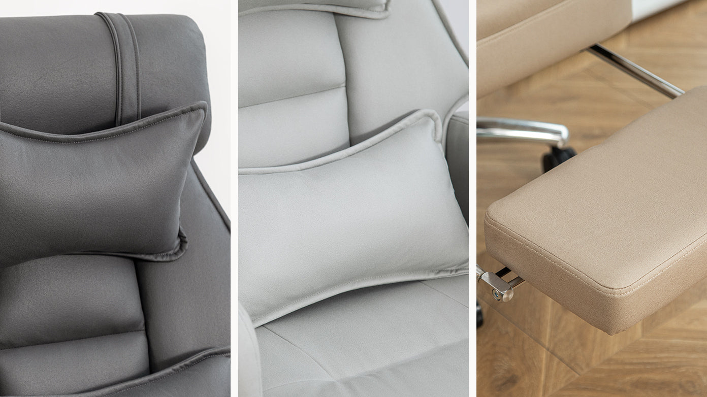 Laughton Tech Leather Ergonomic Office Chair, Gray
