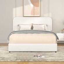 Lilly Patented 2-Drawers Storage Bed Queen Size Ivory Boucle Upholstered Platform Bed