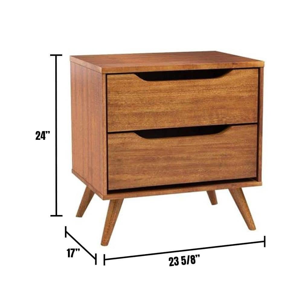 Lennart Oak Finish Mid-Century Modern Nightstand