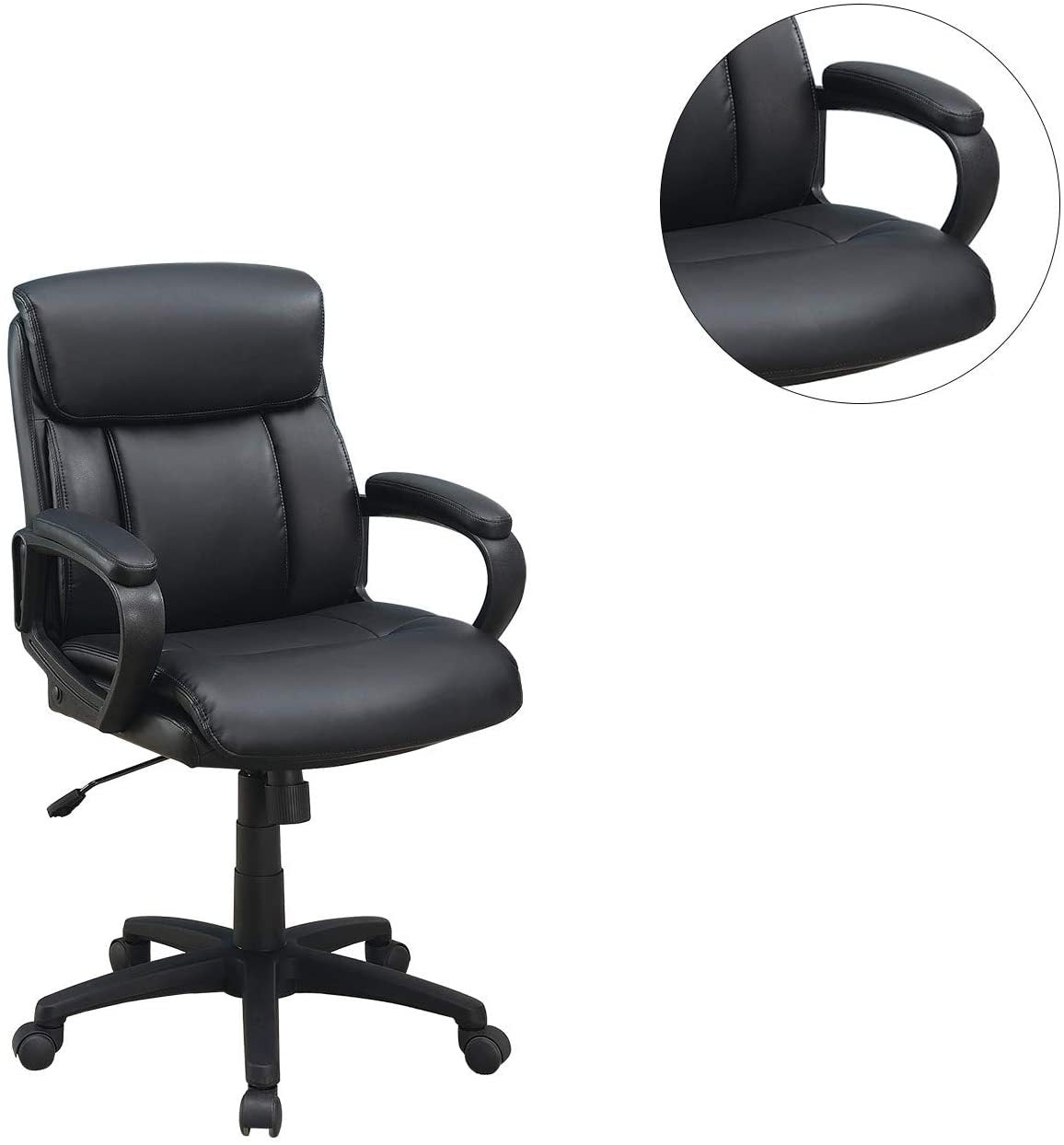 Modern PU Leather Executive Office Chair, Black