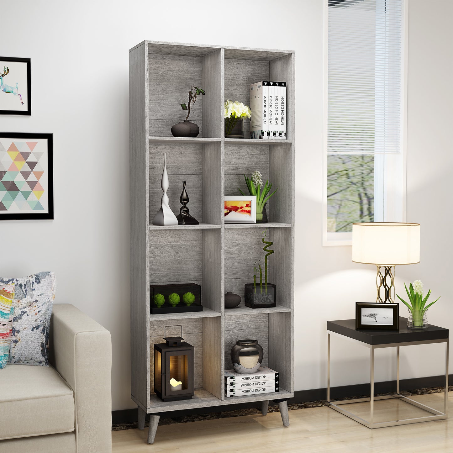 Rory Modern Weathered Gray Bookcase