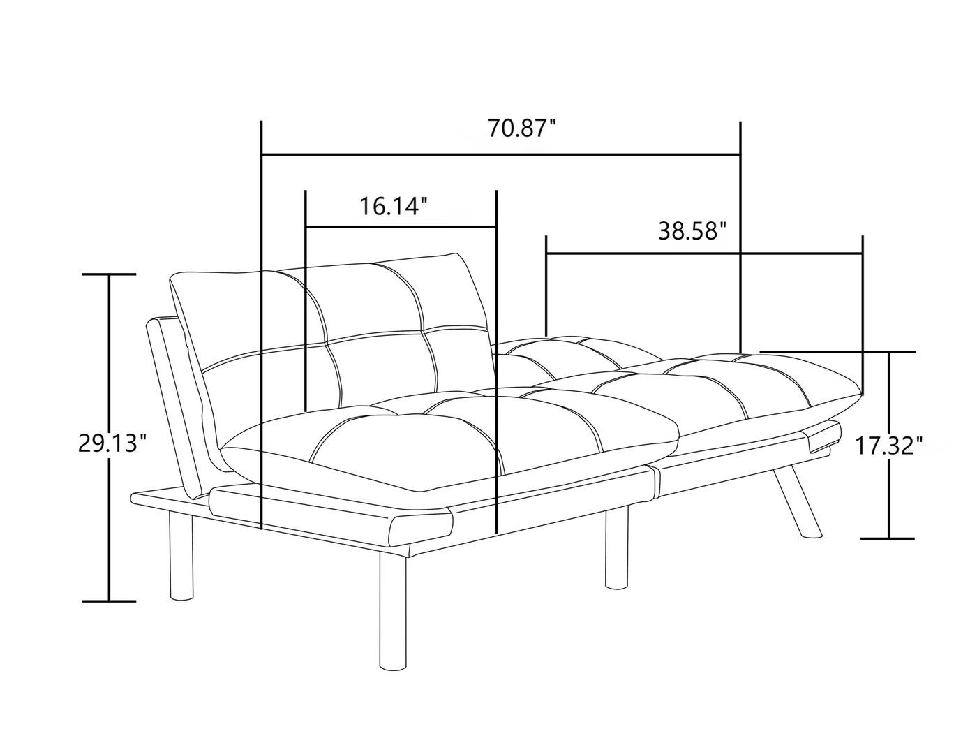 Maven Modern Velvet Sofa Bed with Black Legs - Emerald