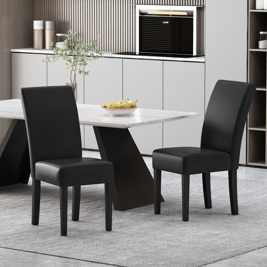 Faron Modern PU Leather Side Chairs (Set of 2) Black